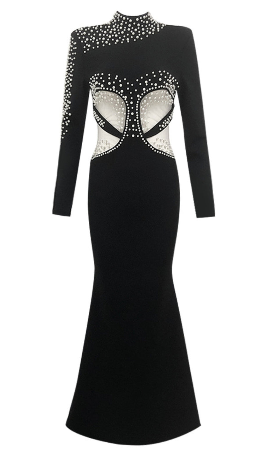 Pearl - Embellished Cutout Mermaid Gown in Black