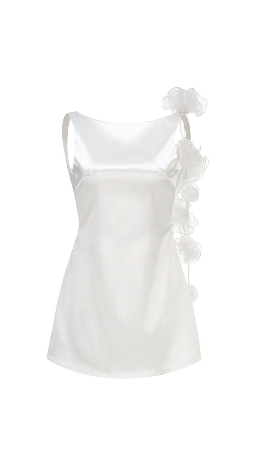 CHERYL 3D FLOWERS SLEEVELESS MINI DRESS IN WHITE