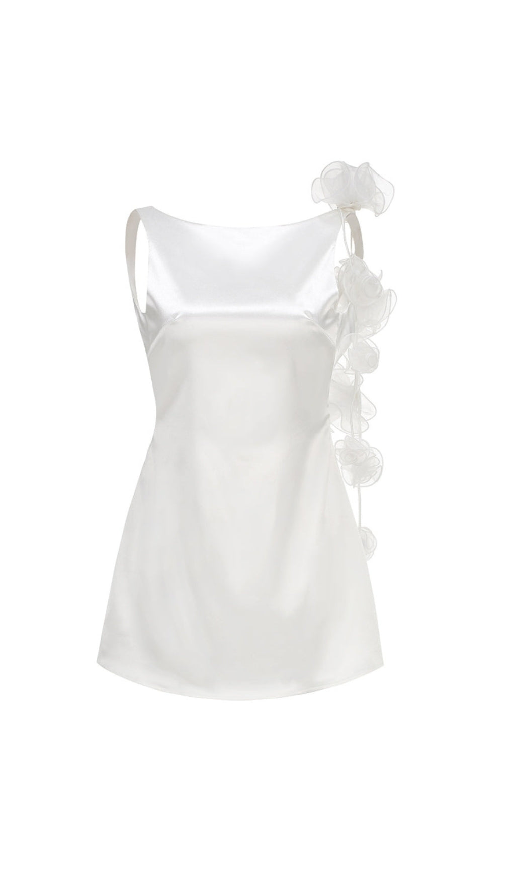 CHERYL 3D FLOWERS SLEEVELESS MINI DRESS IN WHITE