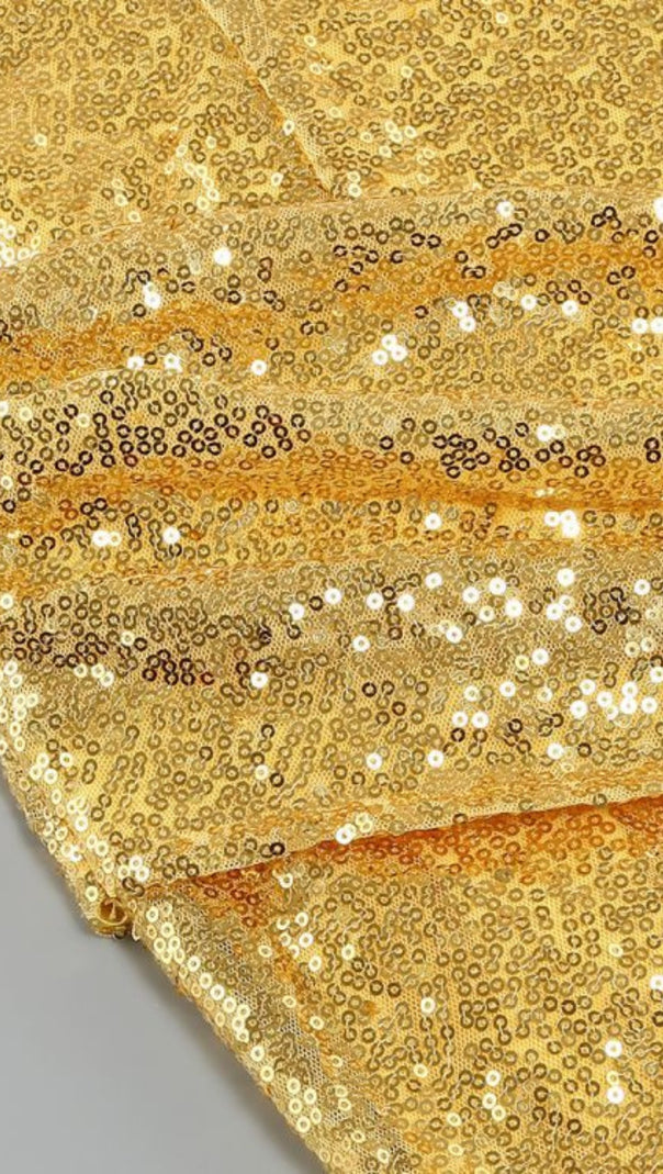 AIIZIE HEDWIG SEQUIN PLEATED STRAPLESS MINI DRESS IN GOLD - product image