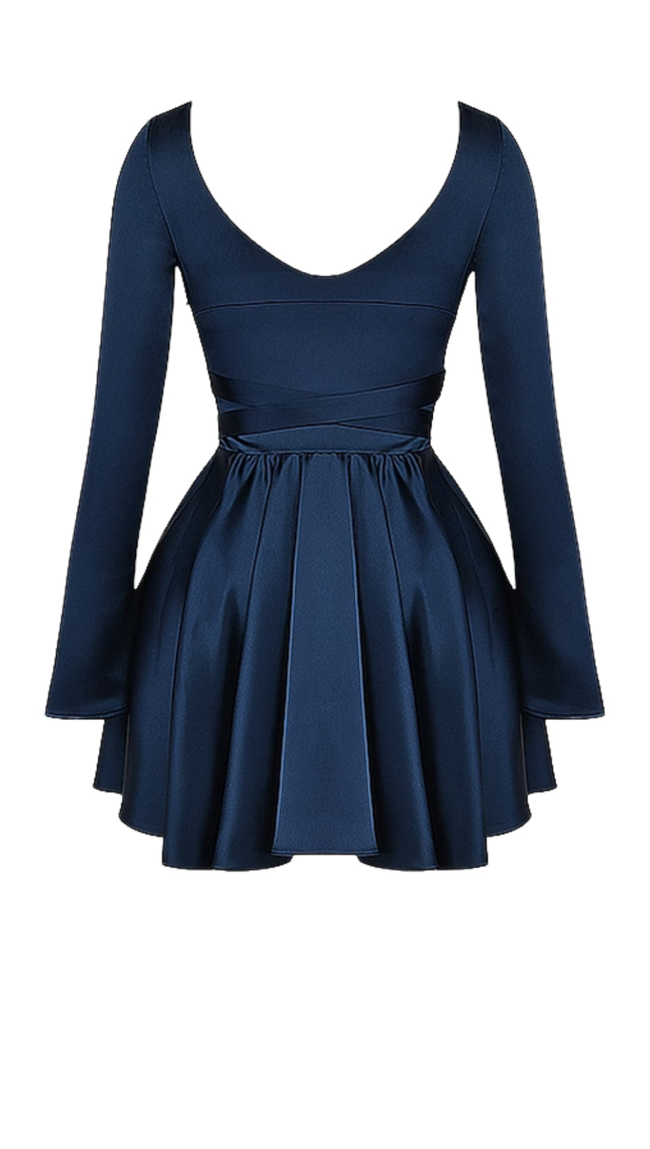 PLUNGE V-NECK MINI DRESS IN NAVY