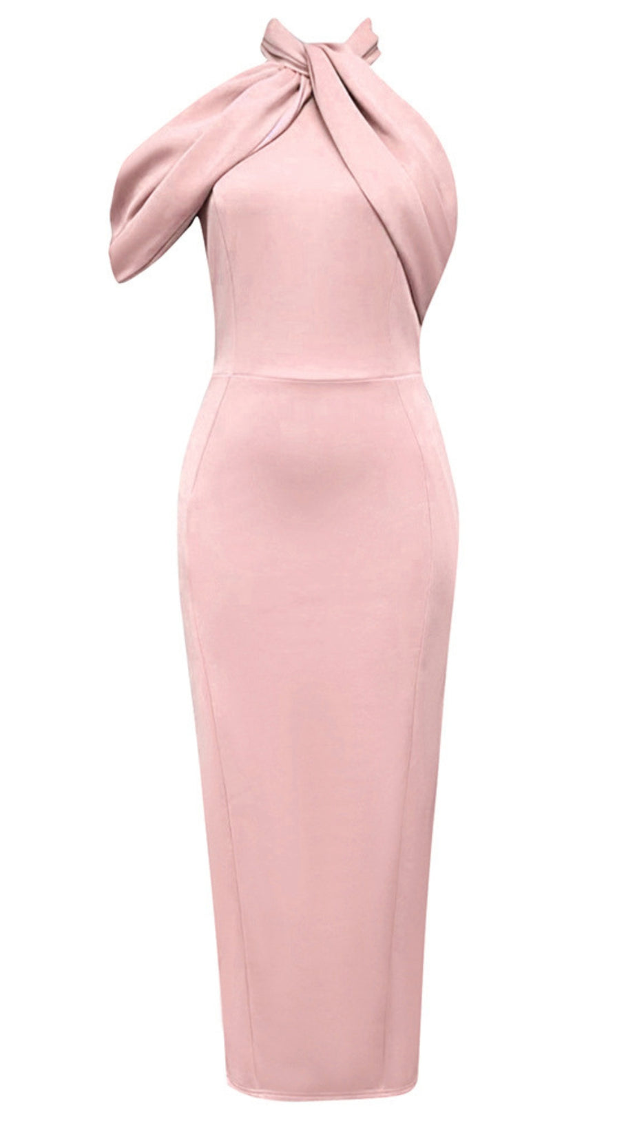 Neckholder-Midikleid mit Schleifendetail in Zartrosa