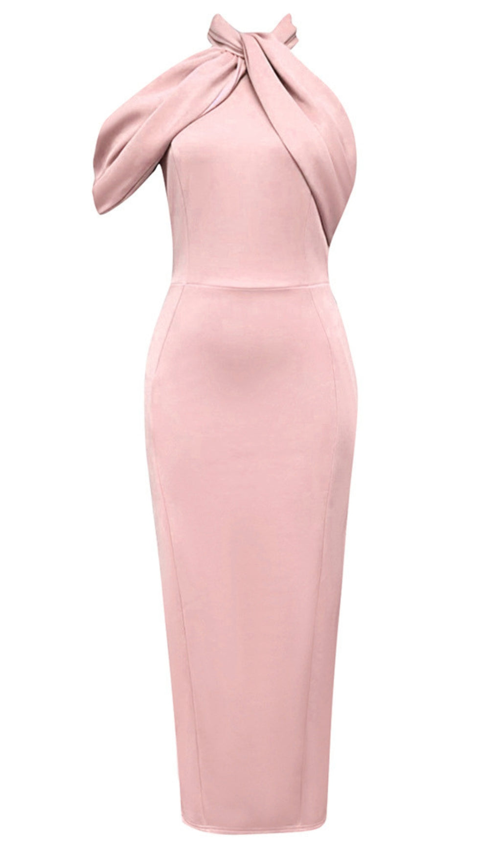 Neckholder-Midikleid mit Schleifendetail in Zartrosa