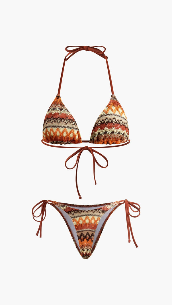 AIIZIE HALTER TRIANGLE KNIT BIKINI SET - product image