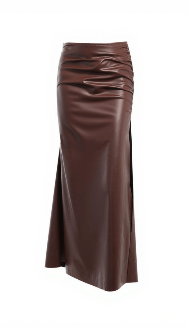 AIIZIE FENNA ONE SHOULDER LEATHER SKIRT SET - product image