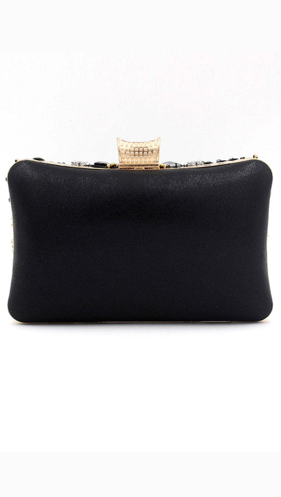 BLACK BEADED SHOULDER CHAIN EVENING CLUTCH
