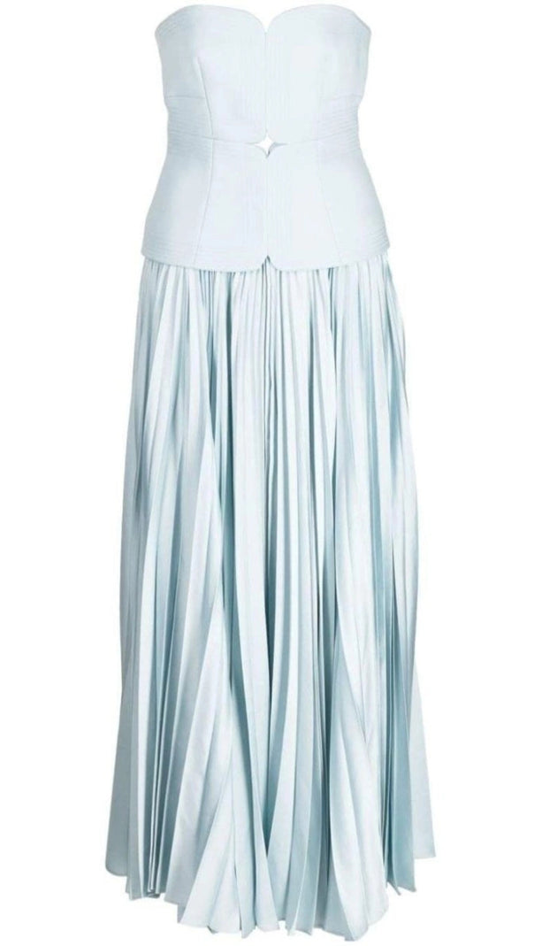 AIIZIE SWEETHEART NECK OFF-SHOULDER PLEATED MIDI DRESS - product image