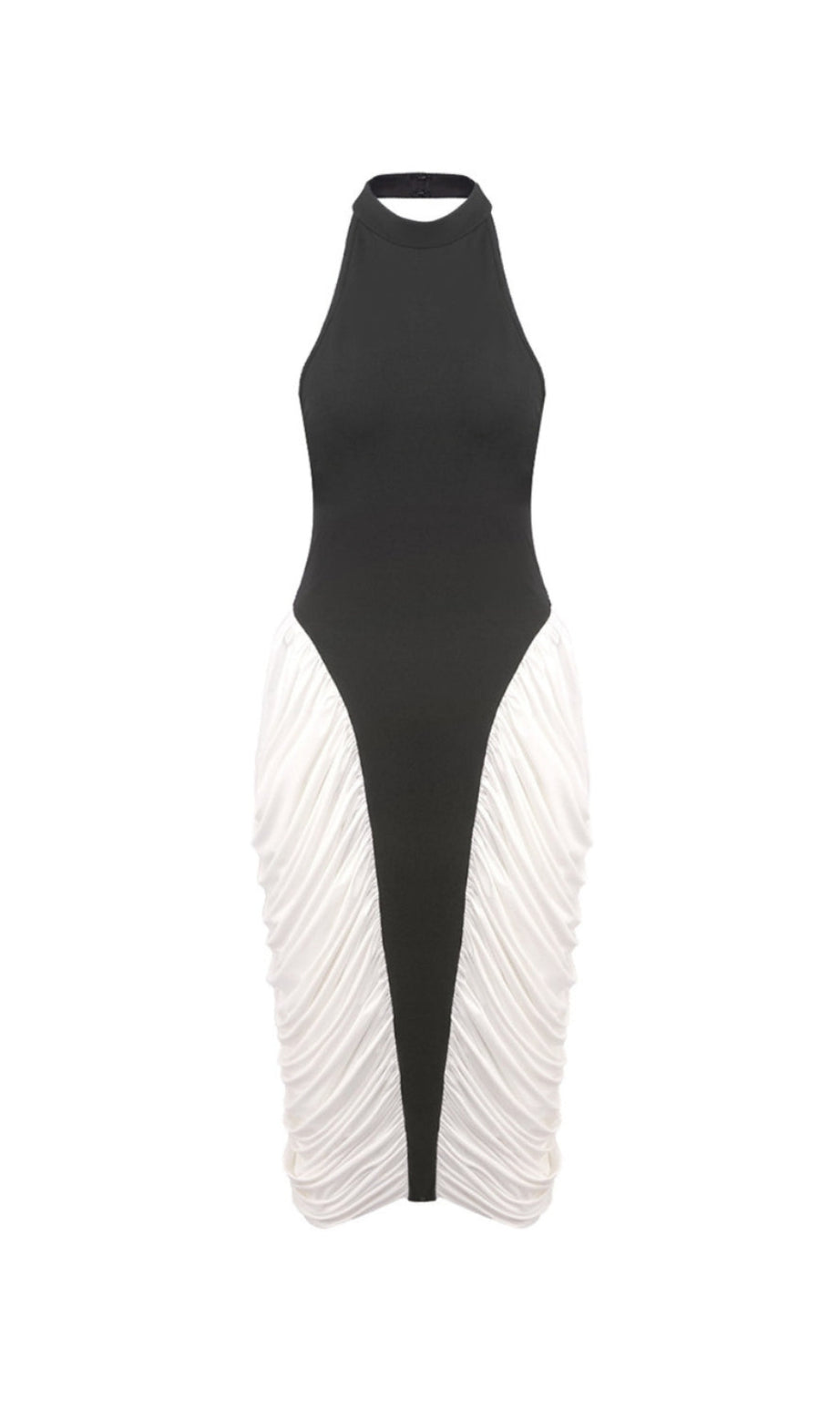 Colorblock Patchwork Sleeveless pleated midi Dress