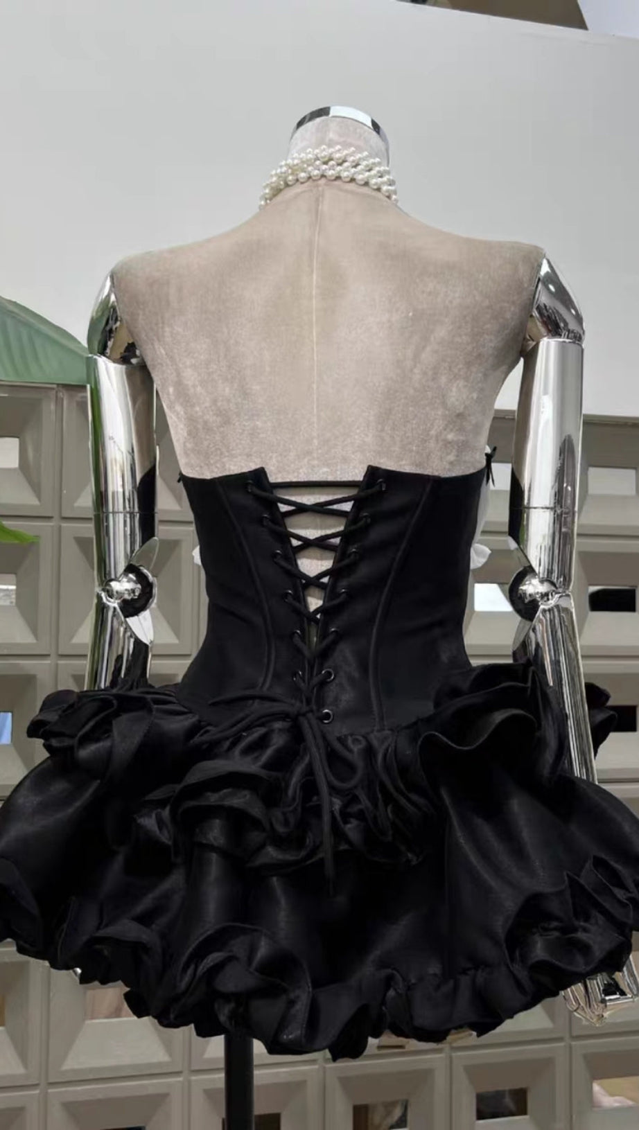 STRAPLESS RUFFLE CORSET MINI DRESS