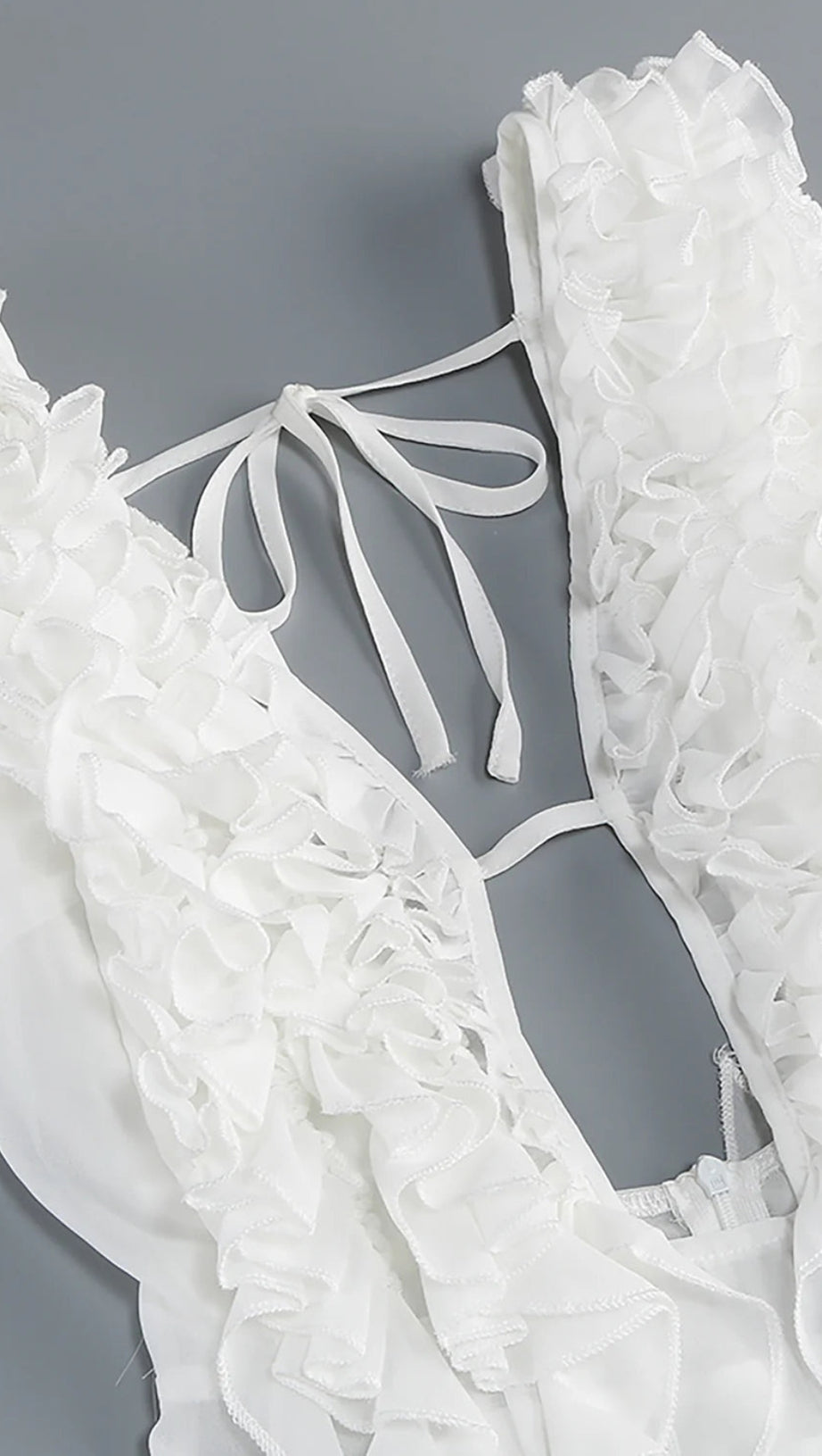 CHARLOTTE PLEAT RUFFLE MAXI DRESS IN WHITE