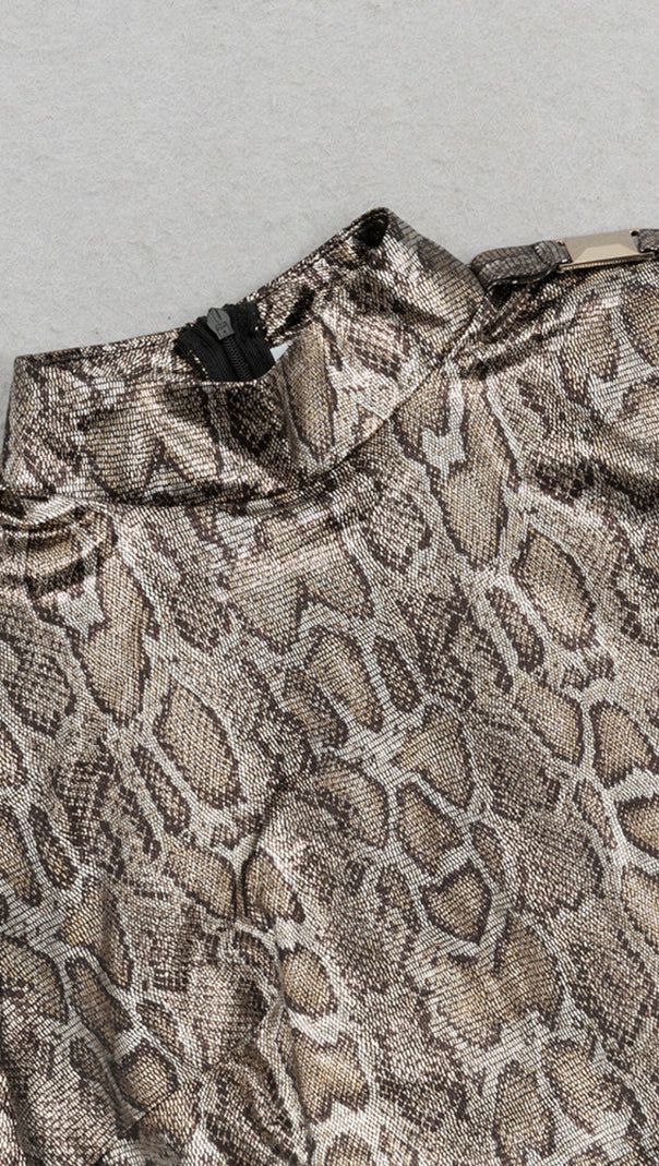 AIIZIE SNAKE - PRINT CUT - OUT CHAIN - BELTED MIDI DRESS - product image