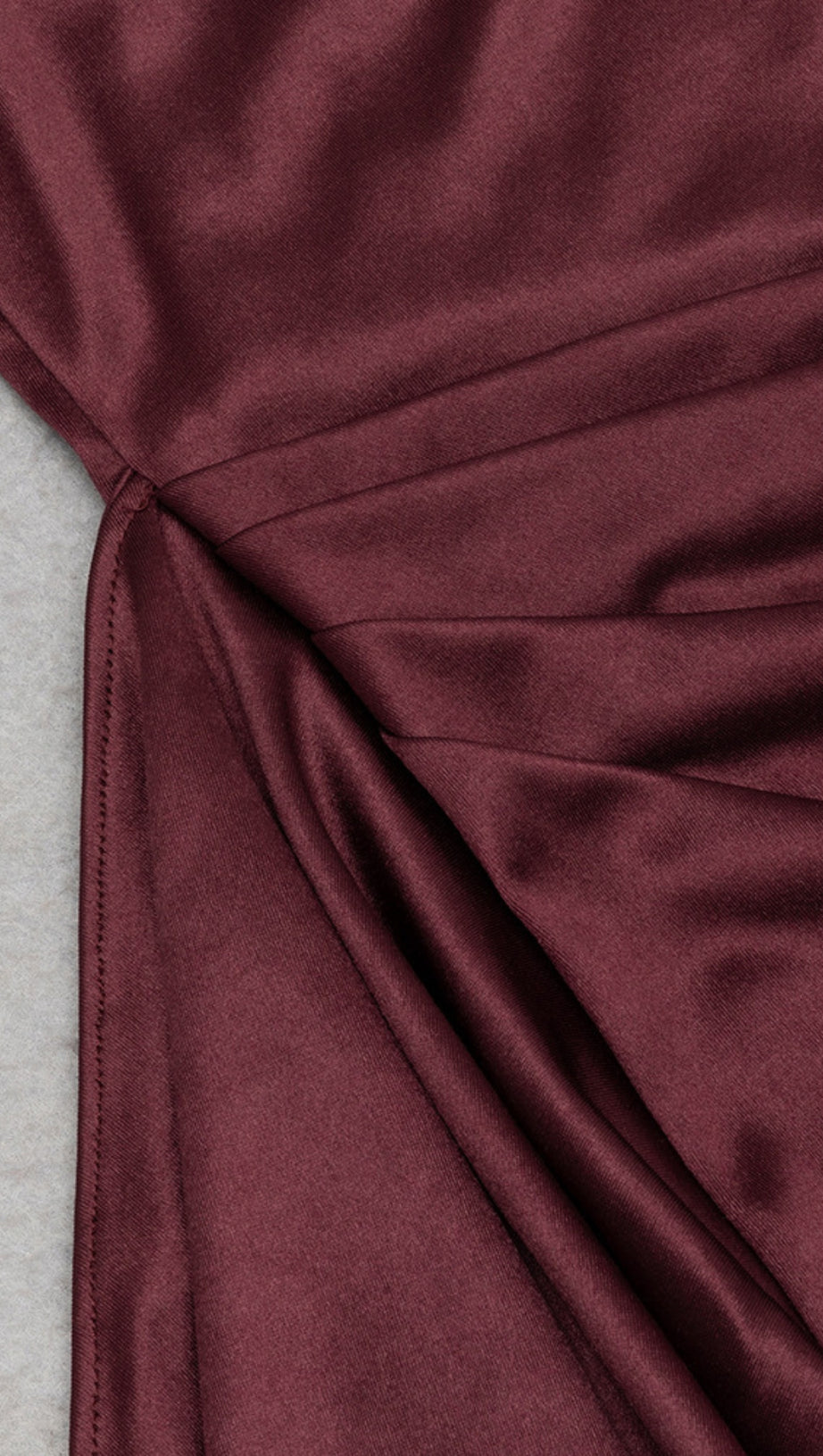 ONE - SHOULDER RUFFLED SLIT MAXI DRESS IN BURGUNDY
