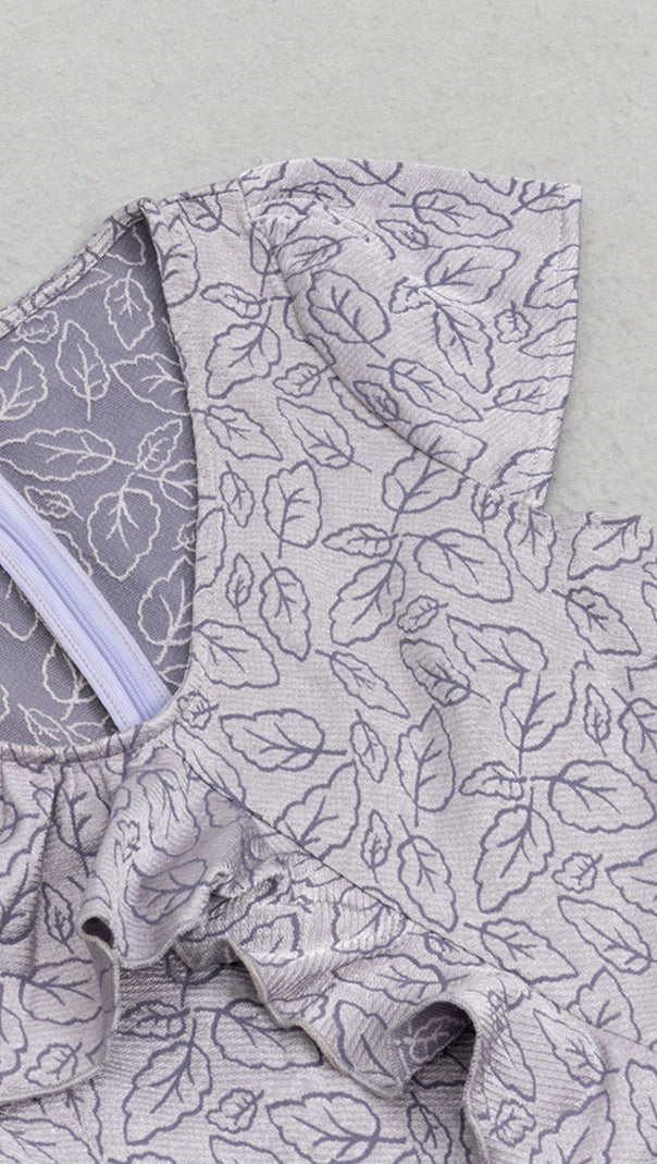 AIIZIE FLORAL - PRINT RUFFLED ASYMMETRIC MIDI DRESS IN LAVENDER - product image