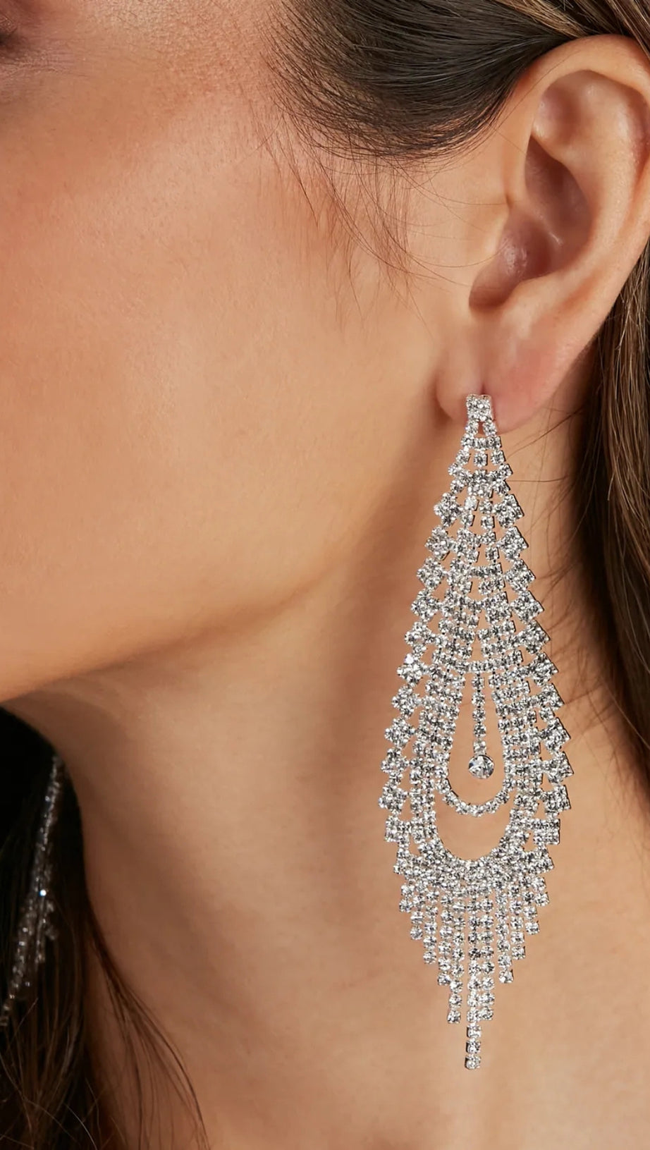 CAPTIVATE THEM RHINESTONE TEARDROP DUSTER EARRINGS