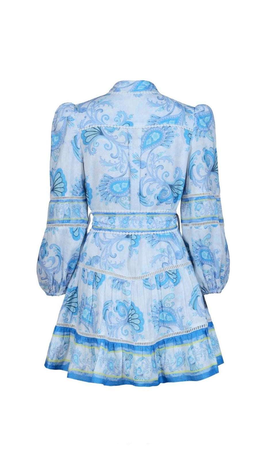 ABITO CORTO CON MANICHE A SBUFFO E STAMPA FLOREALE VICKY BLU