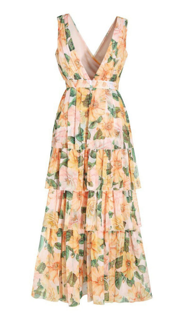 AIIZIE FLORAL - PRINTED V - NECK TIERED MAXI DRESS - product image