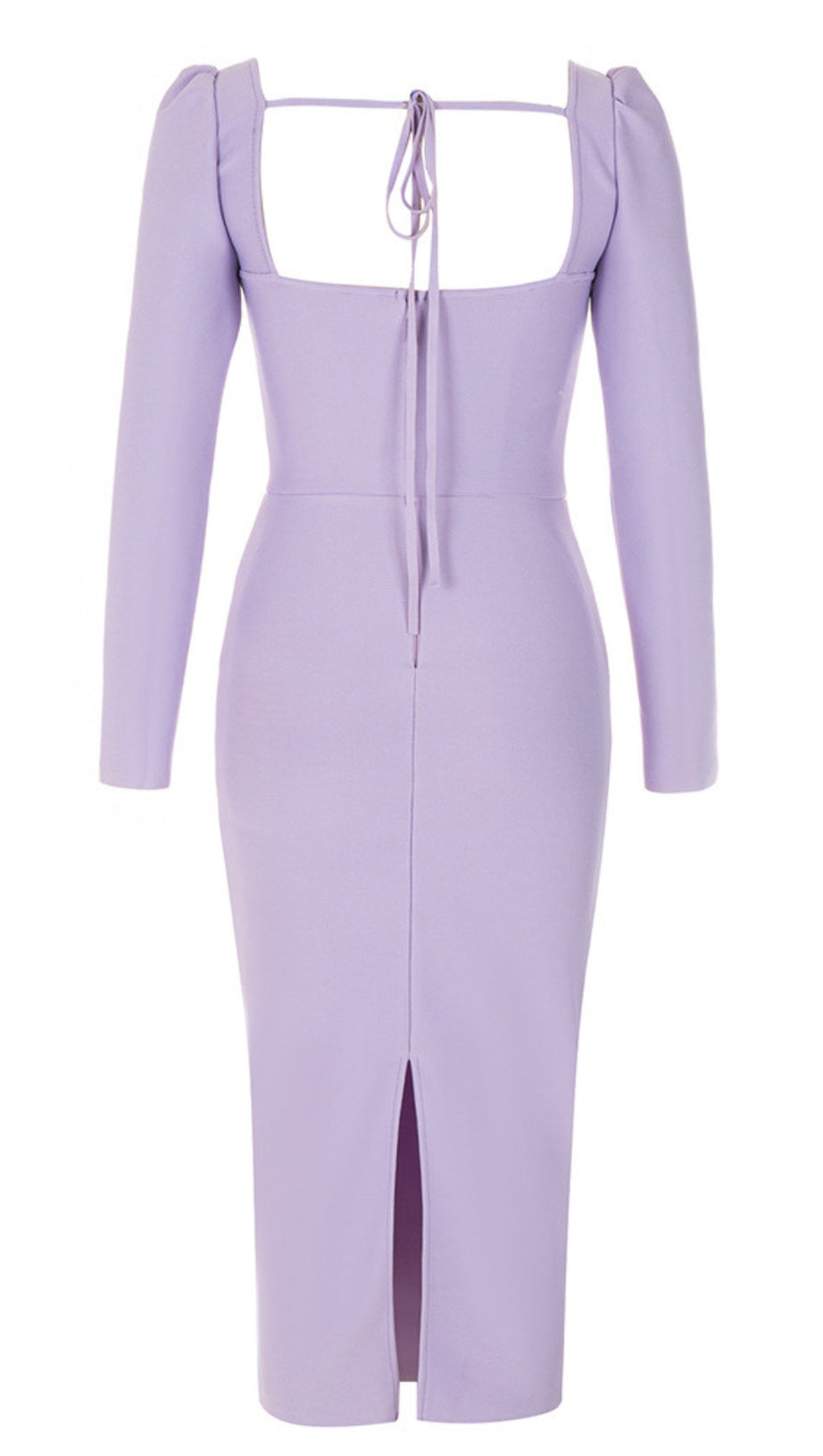 Korsett-Midikleid mit quadratischem Ausschnitt und Puffärmeln in Flieder