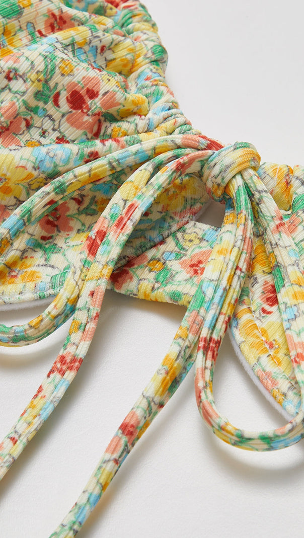 AIIZIE FLORAL PATTERNED FRONT TIE BIKINI SET - product image