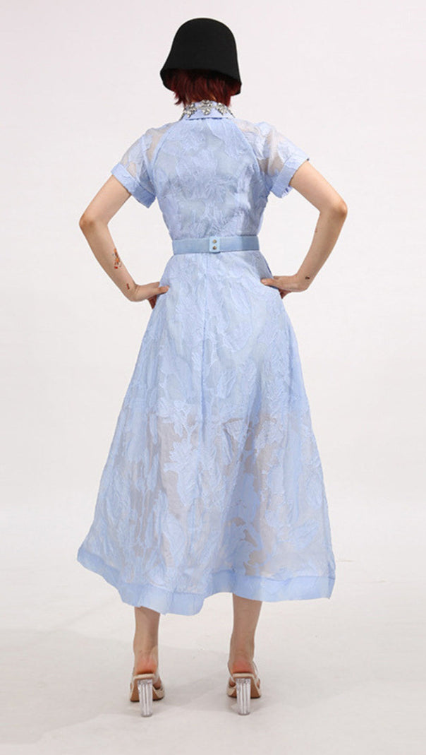 AIIZIE DAISY CRYSTAL EMBELLISHED MIDI DRESS IN BLUE - product image