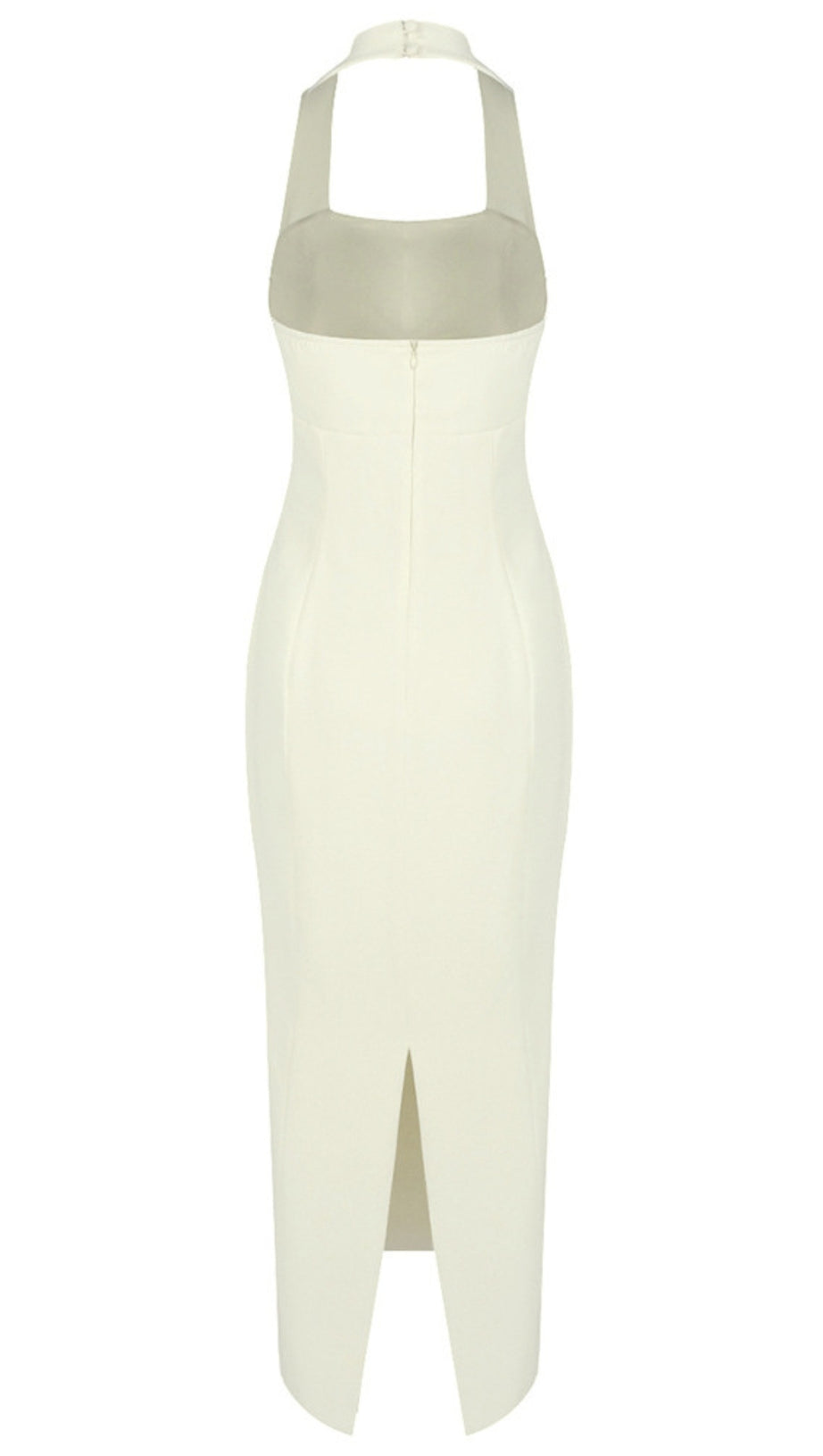 HALTER NECK BUTTON FRONT MAXI DRESS IN LIGHT YELLOW