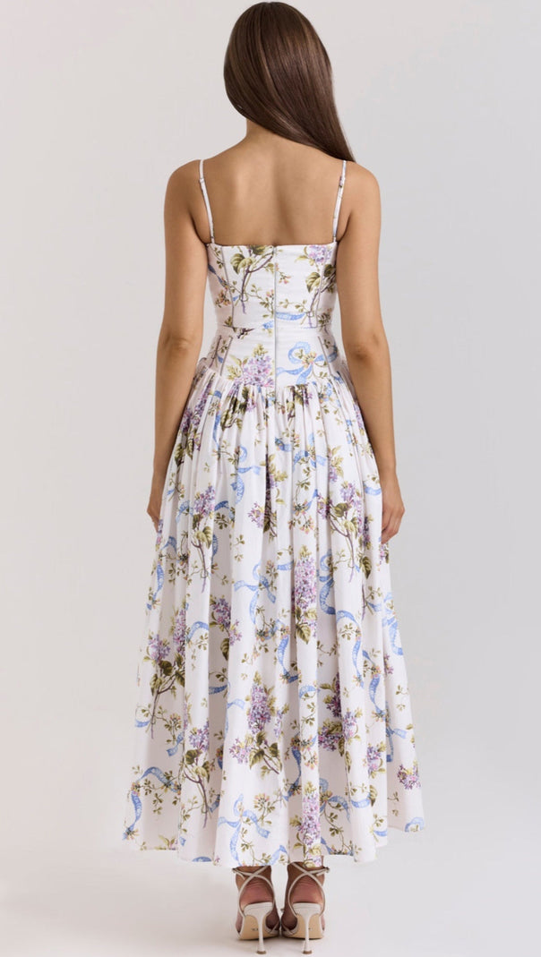 AIIZIE TASMIN MIDI DRESS - WHITE FLORAL - product image