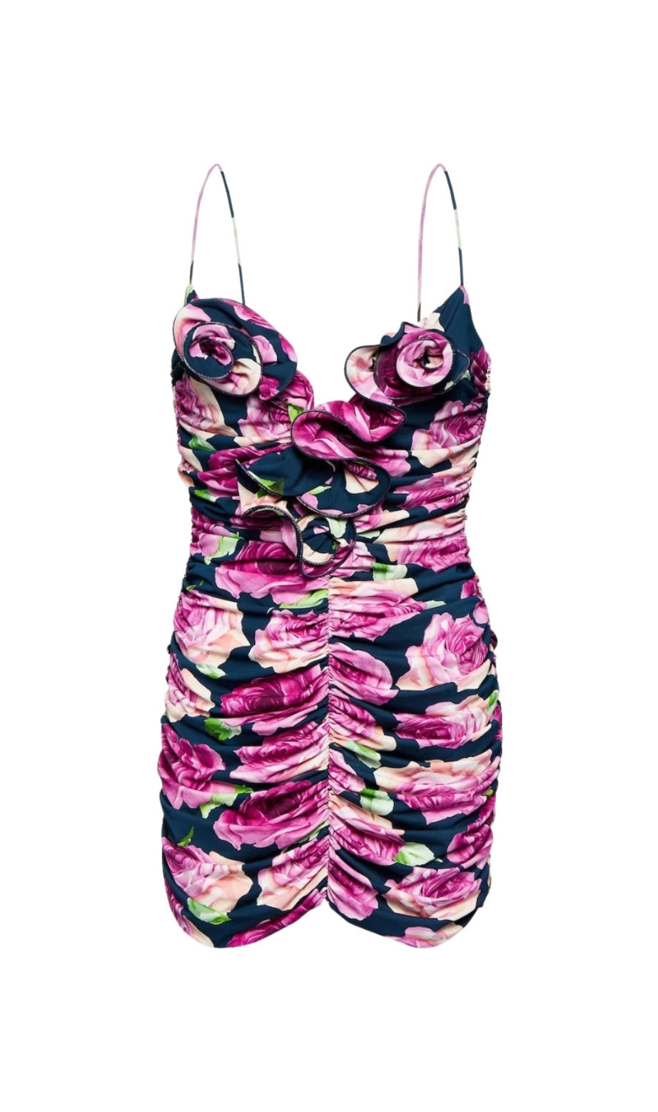 denise Floral Ruched Mini dress in purple