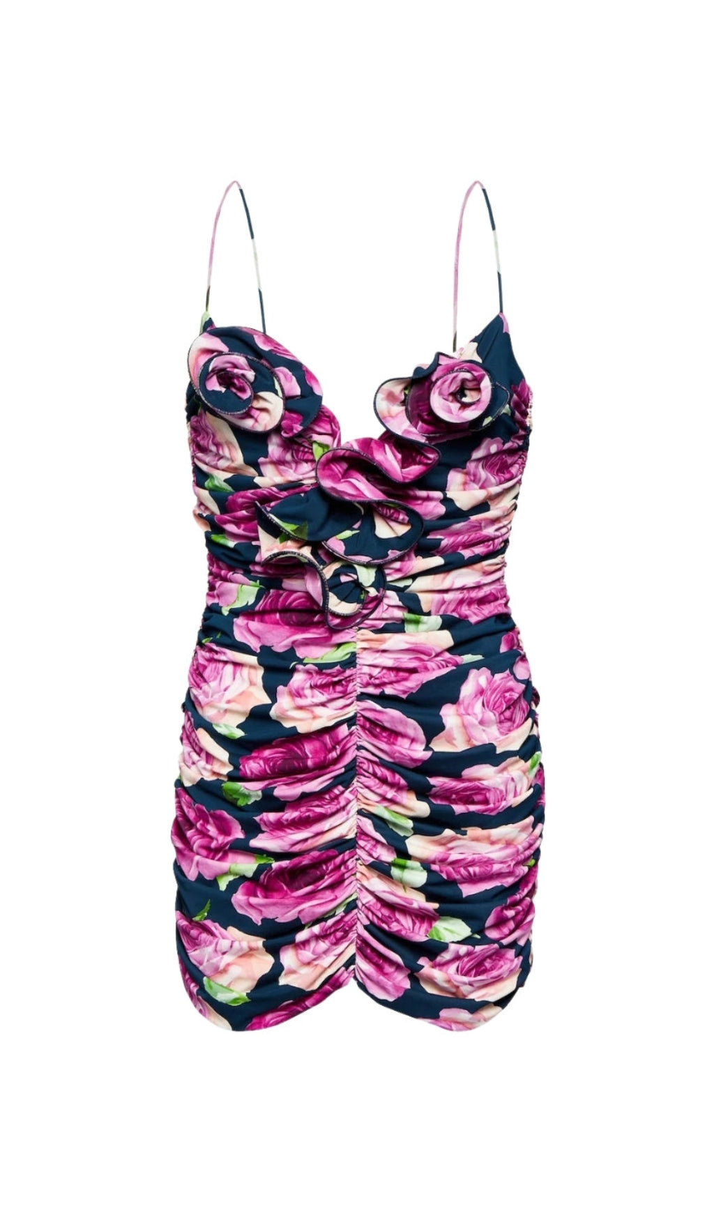 DENISE MINI ABITO FLOREALE CON RUCHES VIOLA