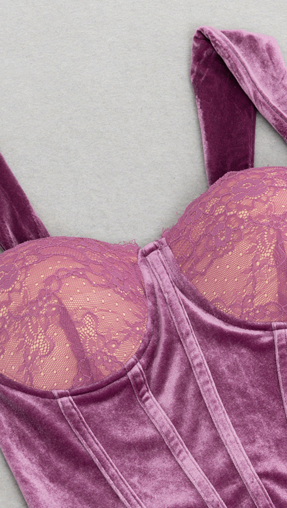 Samtspitze – Besetztes Korsett-Midikleid in Lila