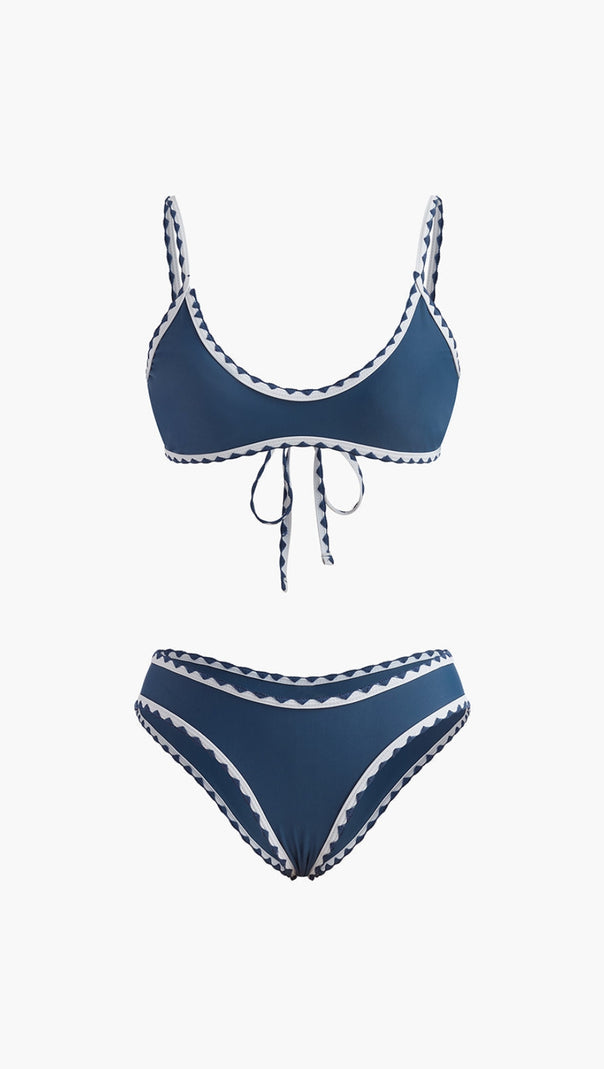 AIIZIE CONTRAST CUT KNOTTED BIKINI SET - product image