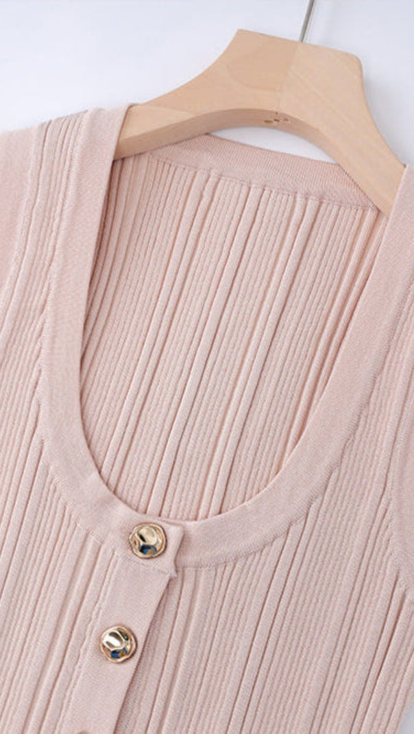 AIIZIE EARTHA SLEEVELESS KNITTED DRESS TOP SKIRT SET IN APRICOT - product image