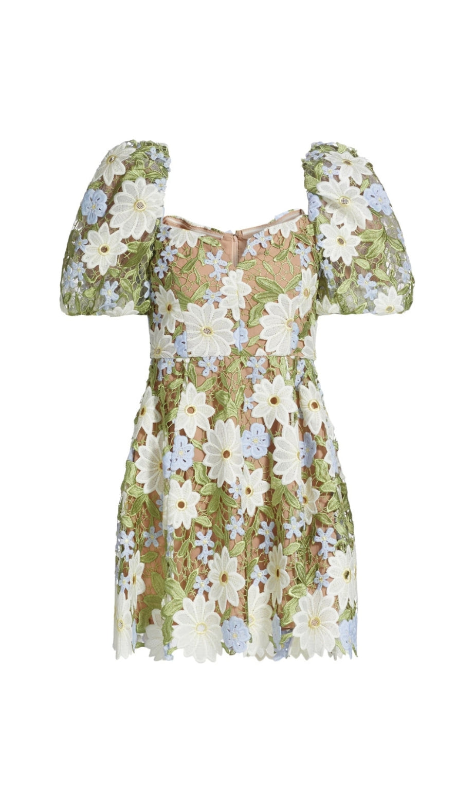 rebecca Flora Lace Mini Dress in Green