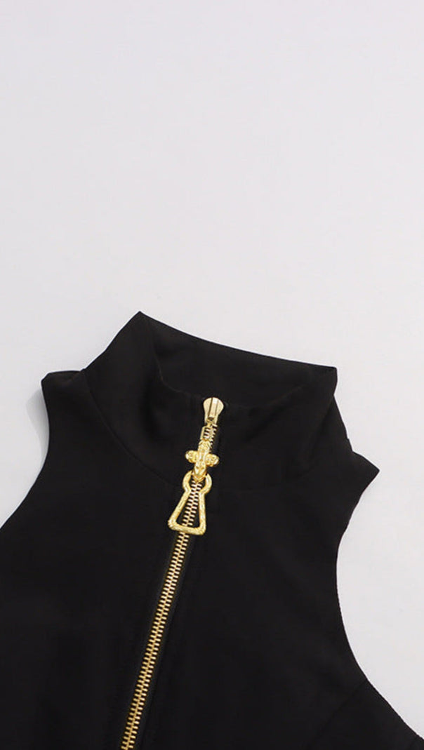 AIIZIE CAROL BLACK HALTERNECK DRESS IN GRAIN DE Poudre WOOL - product image