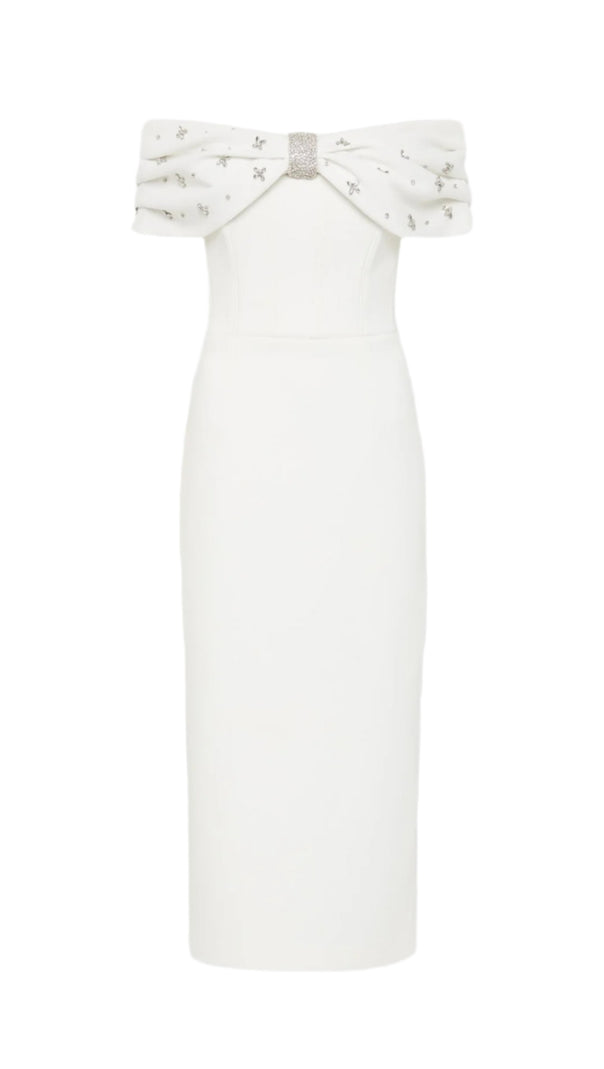 AIIZIE OFF SHOULDER CRYSTAL EMBELLISHED MIDI DRESS - product image