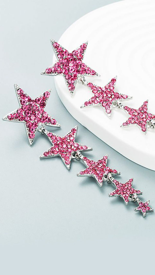 AIIZIE FUCHSIA FIVE-POINTED STARS PROM EARRINGS - product image