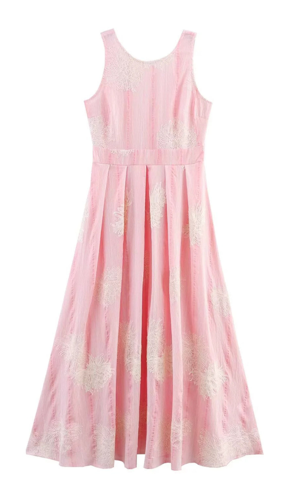 Crochet Sleeveless Backless Maxi Dress In Pink