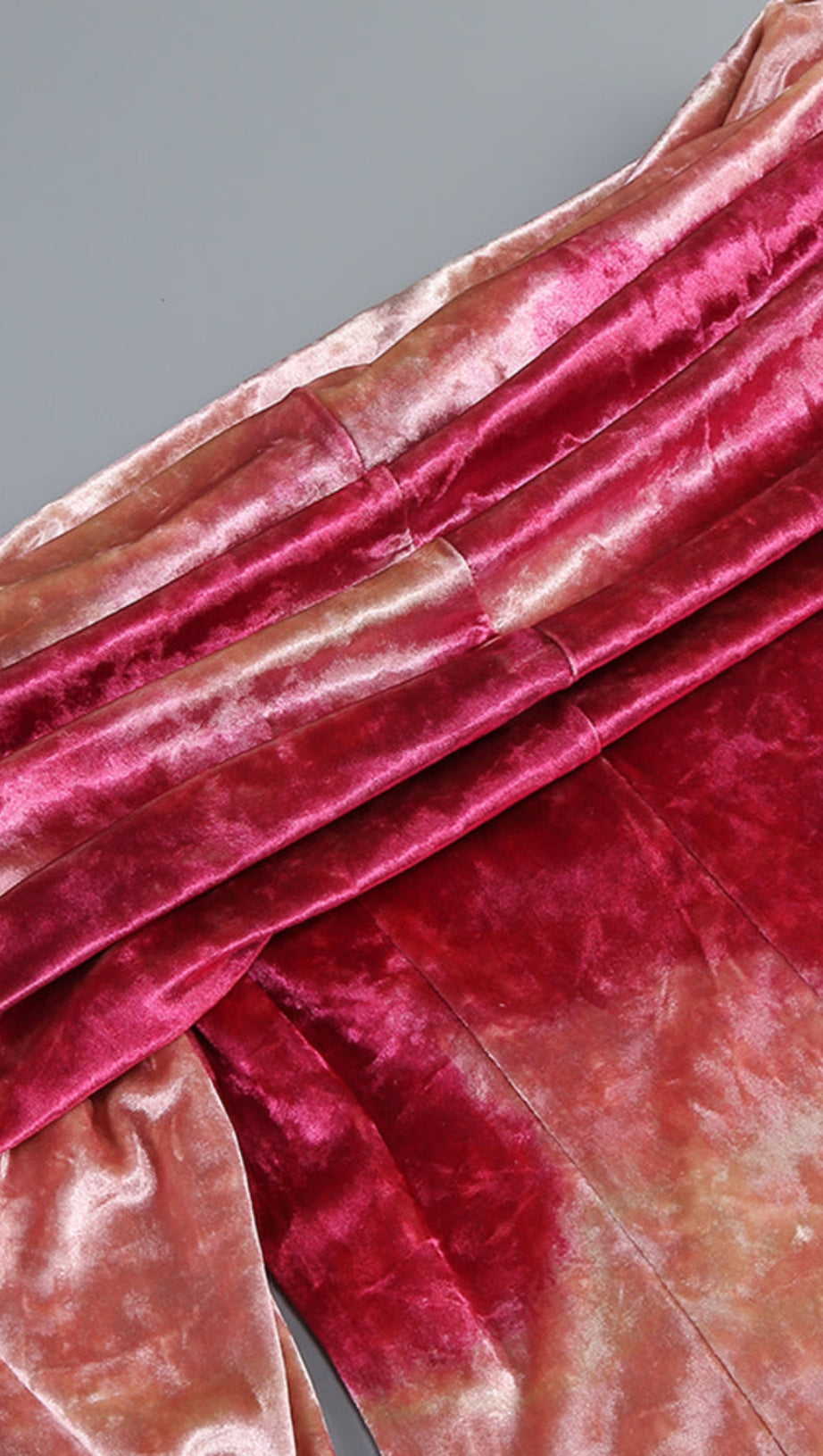 DONNA PINK OFF-SHOULDER PRINT VELVET LONG SLEEVE MIDI DRESS