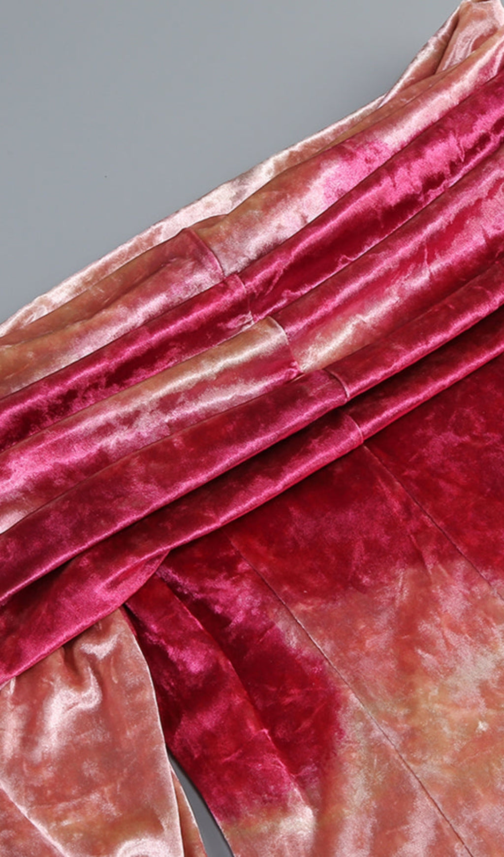 AIIZIE DONNA PINK OFF-SHOULDER PRINT VELVET LONG SLEEVE MIDI DRESS - product image