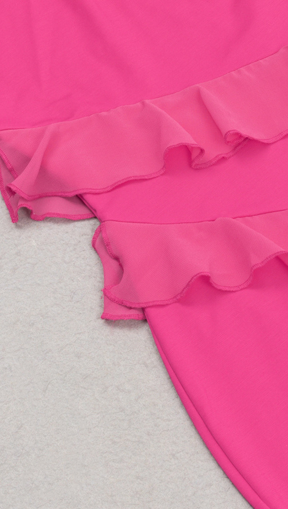 HALTER NECK ASYMMETRIC RUFFLED MIDI DRESS IN PINK