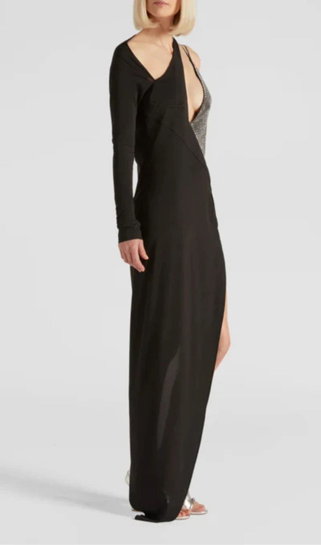 ASYMMETRIC CRYSTAL-EMBELLISHED DRESS