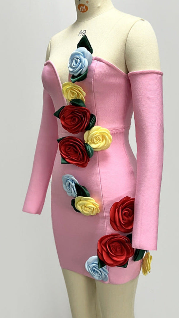 AIIZIE EIGRA 3D FLOWER TUBE TOP MINI DRESS - product image