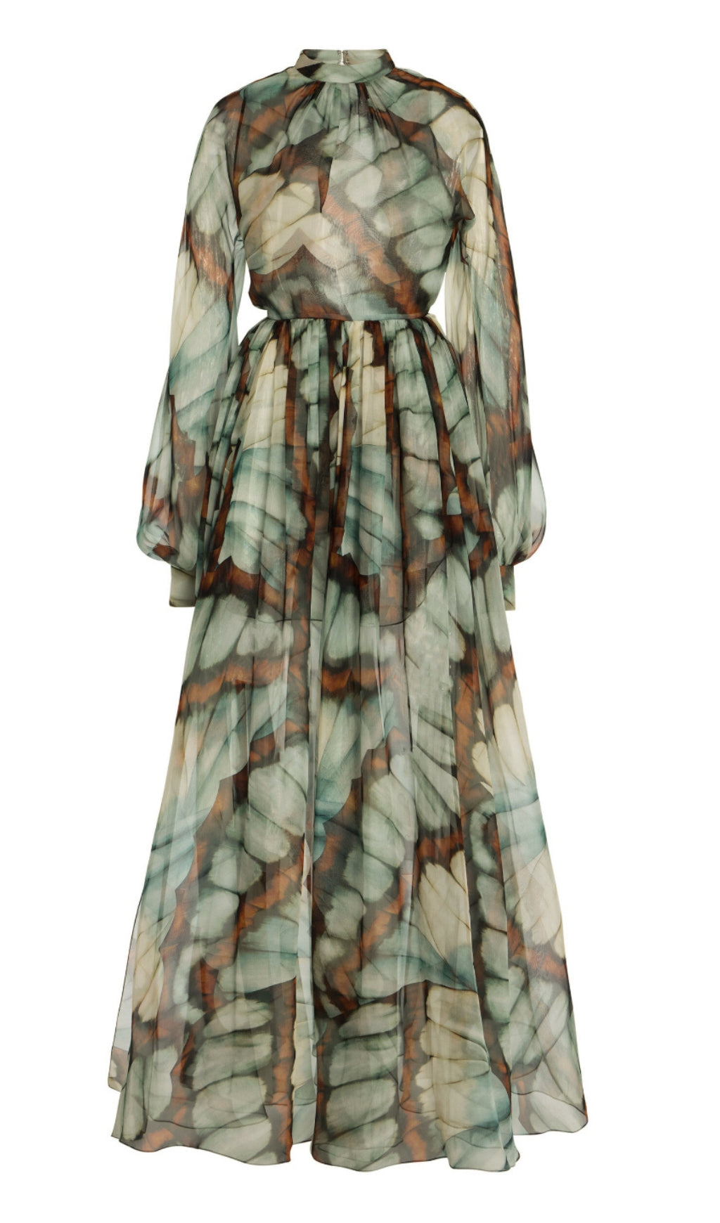 VINTAGE COURT STYLE WITH FLORAL PRINT CHIFFON MAXI DRESS