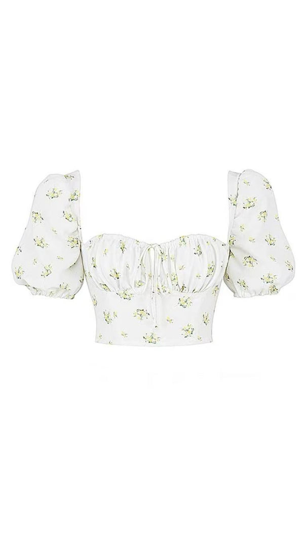 AIIZIE SQUARE-NECKED SHORT FLORAL SMALL TOP - product image