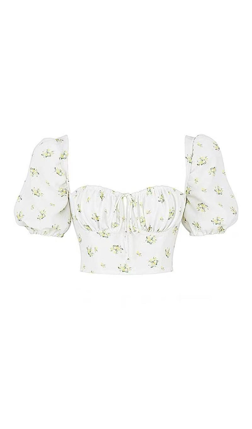 SQUARE-NECKED SHORT FLORAL SMALL TOP