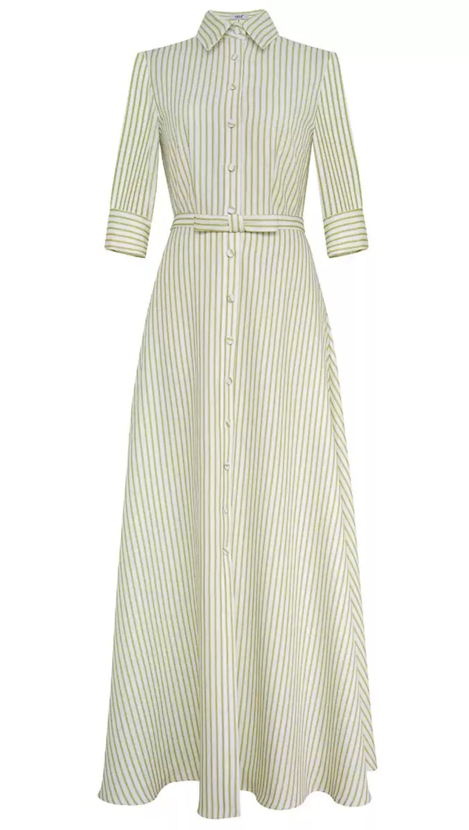 ELEGANTE ABITO LUNGO A RIGHE VERDE ACQUA