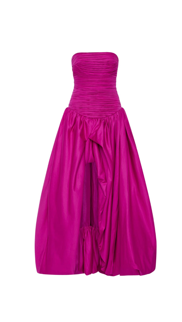 AIIZIE NANCY BUBBLE HEM MAXI DRESS IN ROSE RED - product image