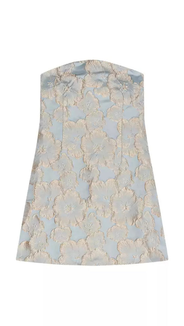 AIIZIE STRAPLESS BROCADE MINI HOCO DRESS - product image