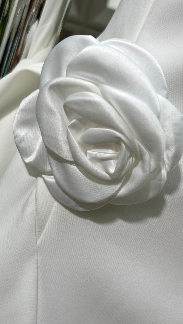 3D Flower Pleated Sleeveless Mini Dress