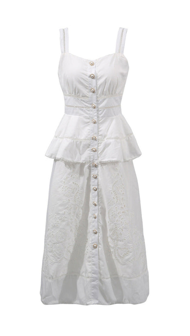 AIIZIE PEPLUM HOLLOW MIDI DRESS IN BEIGE - product image