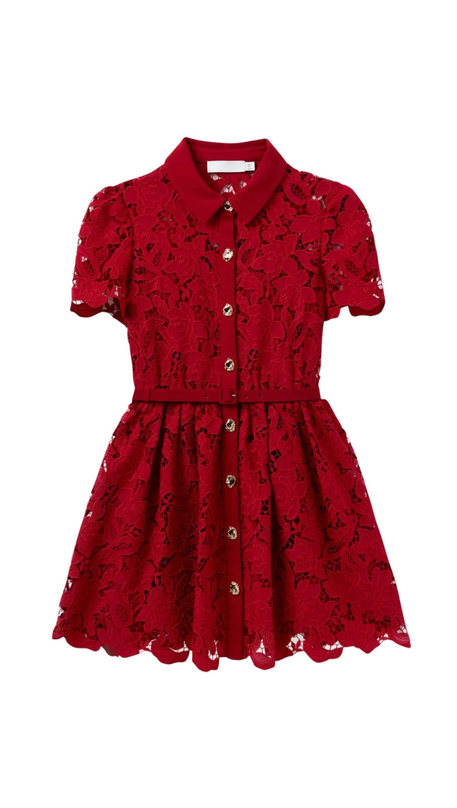 Burgunderrotes Minikleid mit Spitzenkragen