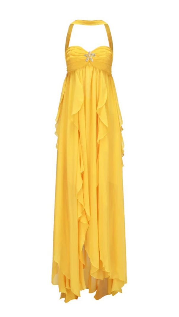 AIIZIE ELEGANT YELLOW STRAPLESS MAXI DRESS - product image